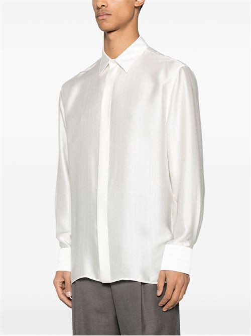 Camicia a righe in piquè di satin SAINT LAURENT | 819096Y2L919988